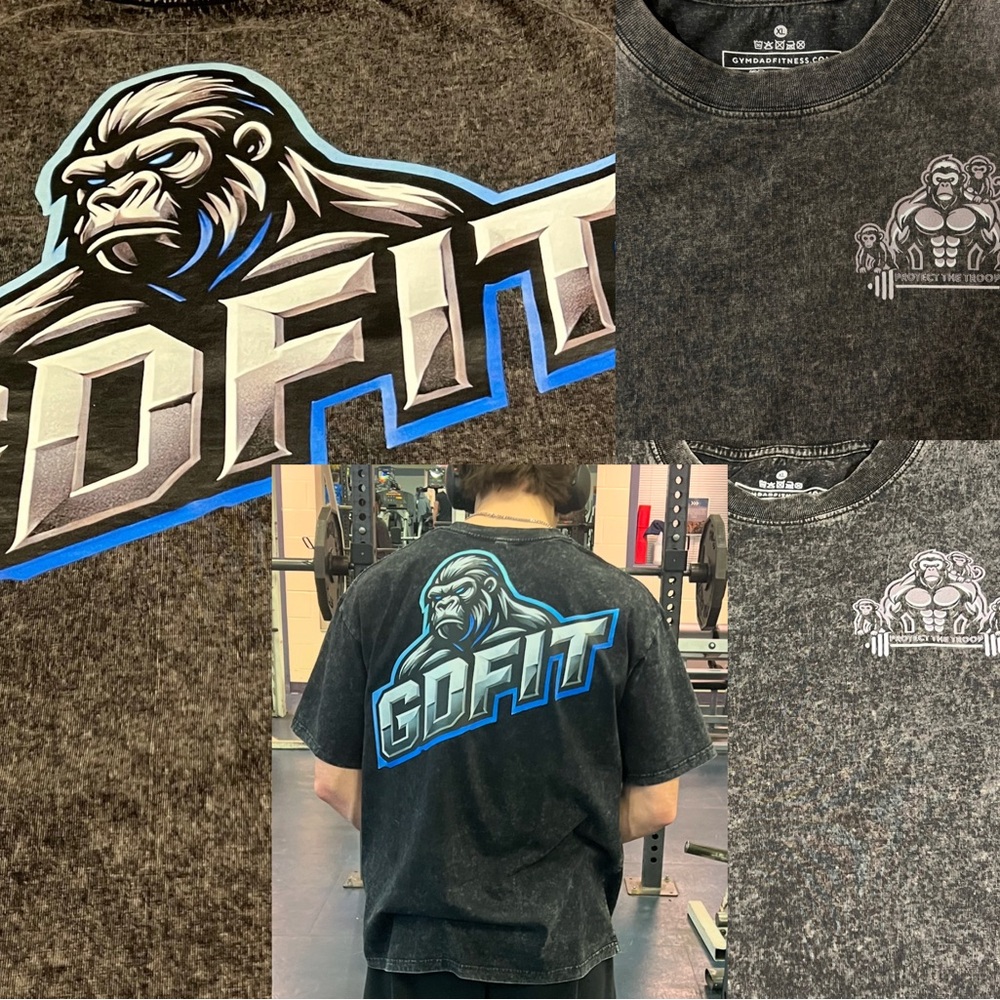 Gym Dad fitness oversized gym shirt - acid wash black